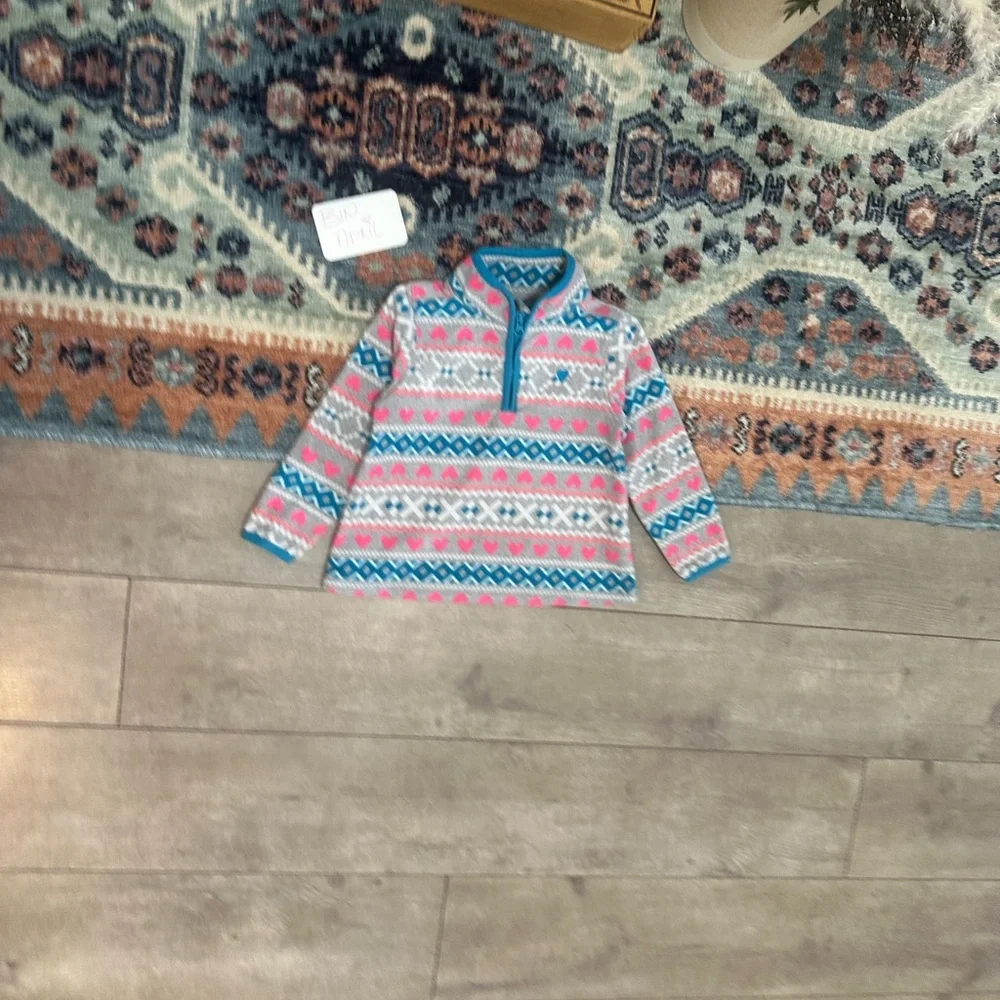 Y2K OshKosh B'Gosh Toddler Girl Fair Isle Print Pullover Sweater 3T Quarter-Zip